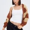 Beige Stripe Oversized Crop Cardigan -Modern Fashion Shop kn1595 41jb stripe 1