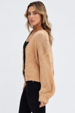 Beige Oversized Cardigan -Modern Fashion Shop kn1814 41jb beige 4