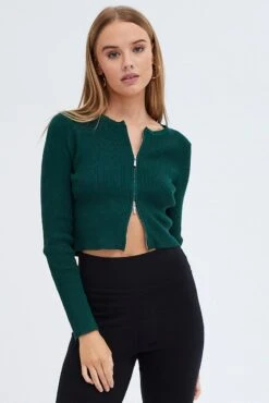 Green Knit Cardigan Zip Up -Modern Fashion Shop kn1937 40jb hunter 3 aaffda43 f2c9 4d75 940b f51b9ac19dd7