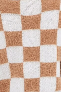 Beige Check Oversized Cardigan -Modern Fashion Shop kn1998 41jb check 6