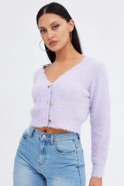 Purple Fluffy Cardigan -Modern Fashion Shop kn2018 41j lilac 3