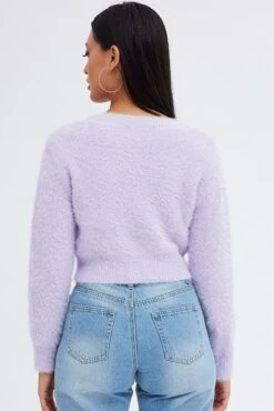 Purple Fluffy Cardigan -Modern Fashion Shop kn2018 41j lilac 5