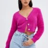 Pink Fluffy Cardigan -Modern Fashion Shop kn2018 41jb hot pink 1