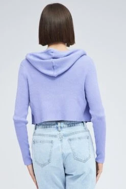 Purple Knit Zip Up Cardigan Hooded -Modern Fashion Shop kn2122 40jb lavender 5