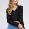 Black Crochet Knit Cardigan Long Sleeve -Modern Fashion Shop kn2224 41jb black 1