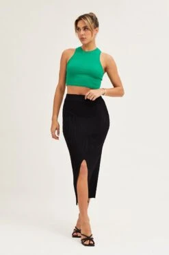 Black Slit Kint Midi Skirt -Modern Fashion Shop knit skirt black slit kint midi skirt 32966695321793