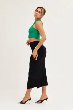 Black Slit Kint Midi Skirt -Modern Fashion Shop knit skirt black slit kint midi skirt 32966695354561