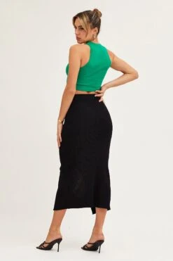 Black Slit Kint Midi Skirt -Modern Fashion Shop knit skirt black slit kint midi skirt 32966695387329