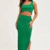 Green Knit Midi Skirt