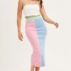 Multi Color Block Knit Midi Skirt