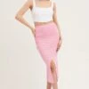 Pink Slit Kint Midi Skirt -Modern Fashion Shop knit skirt pink slit kint midi skirt 32966691455169