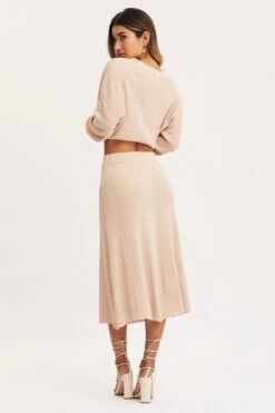 Black Oatmeal Ma Knit Skirt Midi High Rise -Modern Fashion Shop midi a line black oatmeal ma knit skirt midi high rise 32980778582209