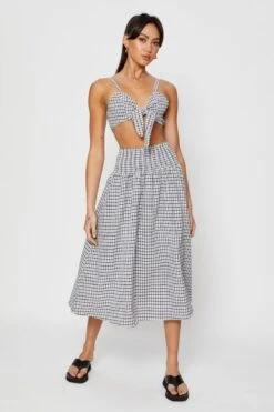 Check Midi Skirt -Modern Fashion Shop midi a line check midi skirt 32966676349121