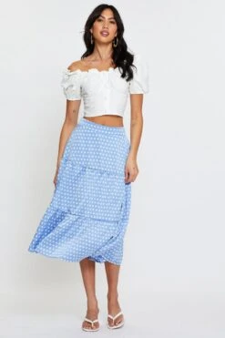 Polka Dot Midi Skirt High Rise -Modern Fashion Shop midi a line polka dot midi skirt high rise 32967543324865