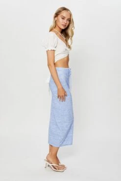 Blue Ribbed Bodycon Midi Skirt -Modern Fashion Shop midi bodycon blue ribbed bodycon midi skirt 32887055450305