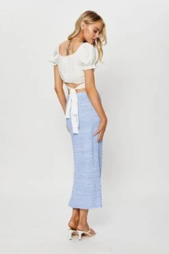 Blue Ribbed Bodycon Midi Skirt -Modern Fashion Shop midi bodycon blue ribbed bodycon midi skirt 32887055483073