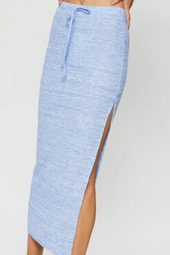 Blue Ribbed Bodycon Midi Skirt -Modern Fashion Shop midi bodycon orange blue marl ribbed bodycon midi skirt 32887055548609