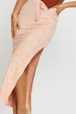 Orange Ribbed Bodycon Midi Skirt -Modern Fashion Shop midi bodycon orange ribbed bodycon midi skirt 32966674940097