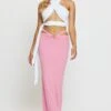 Pink Midi Skirt Rig Detailed Ribbed Jersey -Modern Fashion Shop midi bodycon pink midi skirt rig detailed ribbed jersey 32966699974849