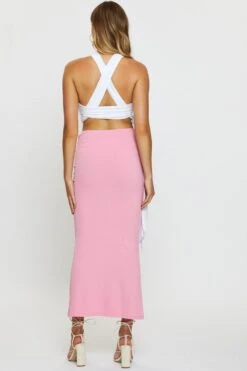 Pink Midi Skirt Rig Detailed Ribbed Jersey -Modern Fashion Shop midi bodycon pink midi skirt rig detailed ribbed jersey 32966700269761