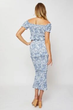 Print Smocking Pencil Midi Skirt -Modern Fashion Shop midi bodycon print smocking pencil midi skirt 33007108325569