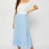Blue Midi Skirt High Rise