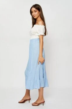 Blue Midi Skirt High Rise -Modern Fashion Shop midi pencil blue midi skirt high rise 32967549386945