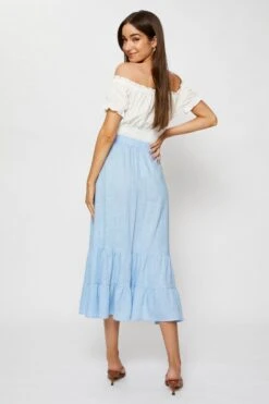 Blue Midi Skirt High Rise -Modern Fashion Shop midi pencil blue midi skirt high rise 32967549419713