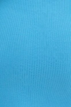 Blue Midi Skirt High Rise Ribbed Jersey -Modern Fashion Shop midi pencil blue midi skirt high rise ribbed jersey 32966705643713