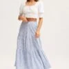 Print Midi Skirt High Rise Tiered