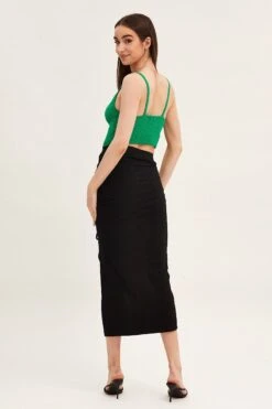 Black Front Split Pencil Skirt Midi Ribbed -Modern Fashion Shop midi skirt black front split pencil skirt midi ribbed 33136739745985
