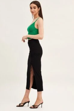 Black Front Split Pencil Skirt Midi Ribbed -Modern Fashion Shop midi skirt black front split pencil skirt midi ribbed 33136739877057