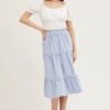 Blue Tiered Midi Skirt