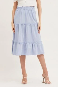 Blue Tiered Midi Skirt -Modern Fashion Shop midi skirt white tiered midi skirt 32887797317825