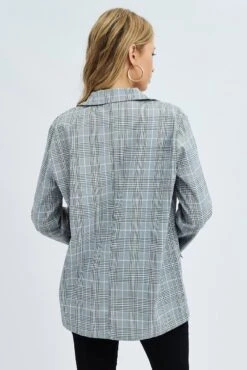 Black Oversized Double Breasted Blazer -Modern Fashion Shop oj12079c f4 check 5