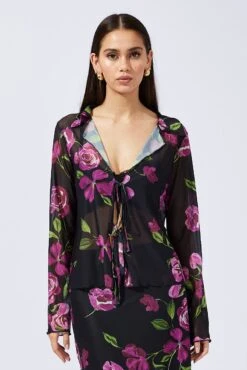 Black Floral Cardigan Long Sleeve 10 Black Floral Cardigan Long Sleeve -Modern Fashion Shop oj1216cx 84w floral 3