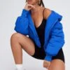 Blue Puffer Jacket With Long Sleeves -Modern Fashion Shop oj1232 33w cobalt 1