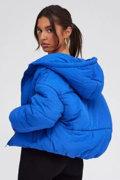 Blue Puffer Jacket With Long Sleeves -Modern Fashion Shop oj1232 33w cobalt 5