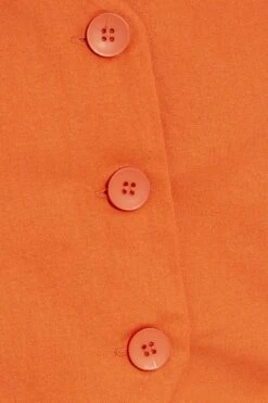 Orange Vest Top Sleeveless V-Neck Button Up Linen Blend -Modern Fashion Shop oj1233x 34wb orange 6