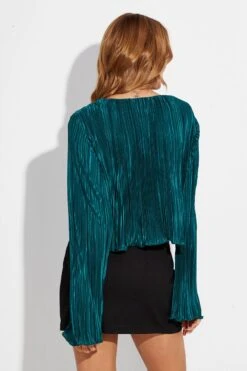 Green Jacket Long Sleeve V Neck With Chain Details -Modern Fashion Shop oj1302 38wb forest 5