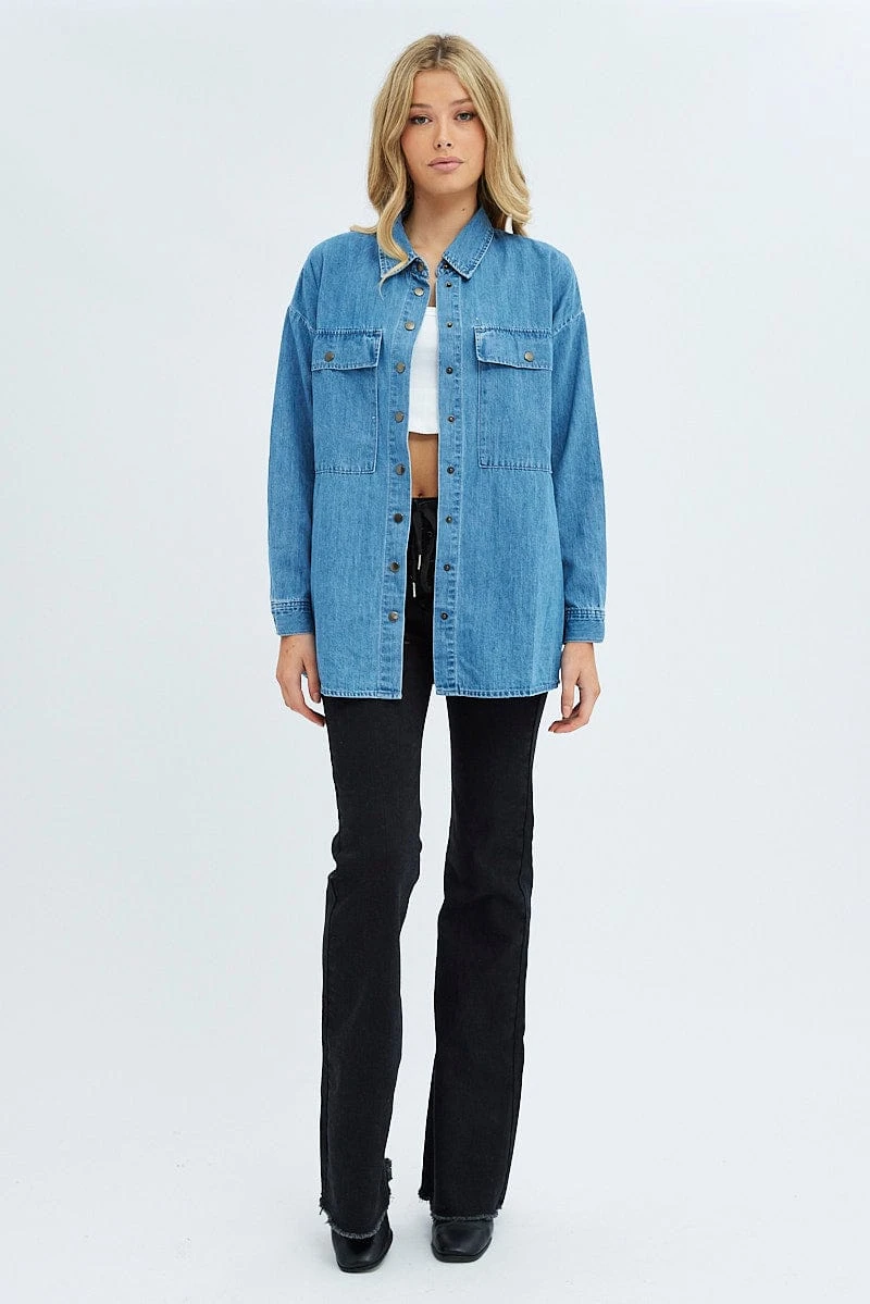 Blue Demin Shacket Long Sleeve 4 Blue Demin Shacket Long Sleeve - Image 2