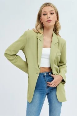 Green Oversized Single Breasted Blazer -Modern Fashion Shop oj1434 38wb lime 3