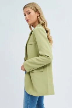 Green Oversized Single Breasted Blazer -Modern Fashion Shop oj1434 38wb lime 4