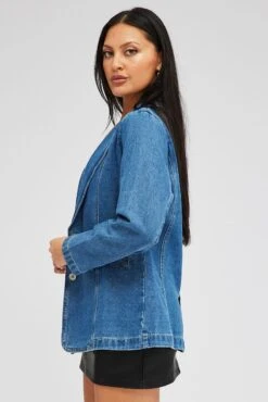 Denim Denim Jacket Long Sleeve -Modern Fashion Shop oj1672 20wb mid wash 4