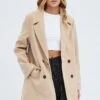 Camel Coat Longline Collared Long Sleeve