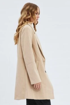 Camel Coat Longline Collared Long Sleeve -Modern Fashion Shop oj1674 66wb camel 4