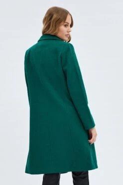Green One Button Coat Knee Length -Modern Fashion Shop oj1832 66w forest 5