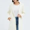White One Button Coat Knee Length -Modern Fashion Shop oj1832 66wb ecru 1