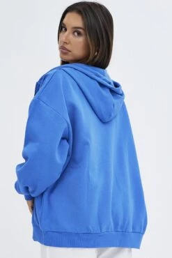 Blue Hoodie Zip Long Sleeve New York Embroidery -Modern Fashion Shop oj1853d 84mb periwinkle 5