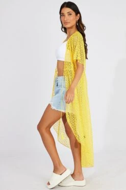 Yellow Crochet Cardigan Short Sleeve -Modern Fashion Shop oj2012 51wb yellow 4